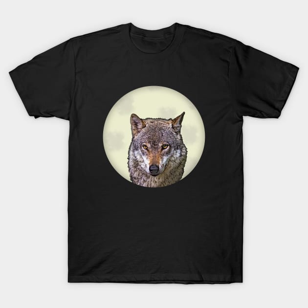 Wolf On Full Moon T-Shirt by Roly Poly Roundabout